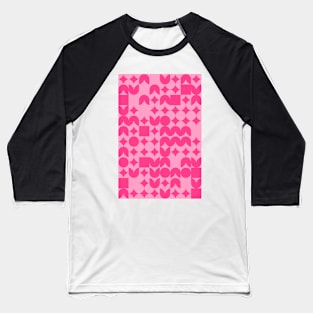 Girly Pinkish Geometric Pattern - Flowers & Stars #9 Baseball T-Shirt